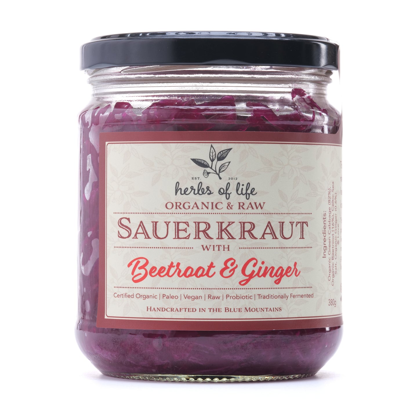 Herbs of Life Organic & Raw Sauerkraut with Beetroot & Ginger