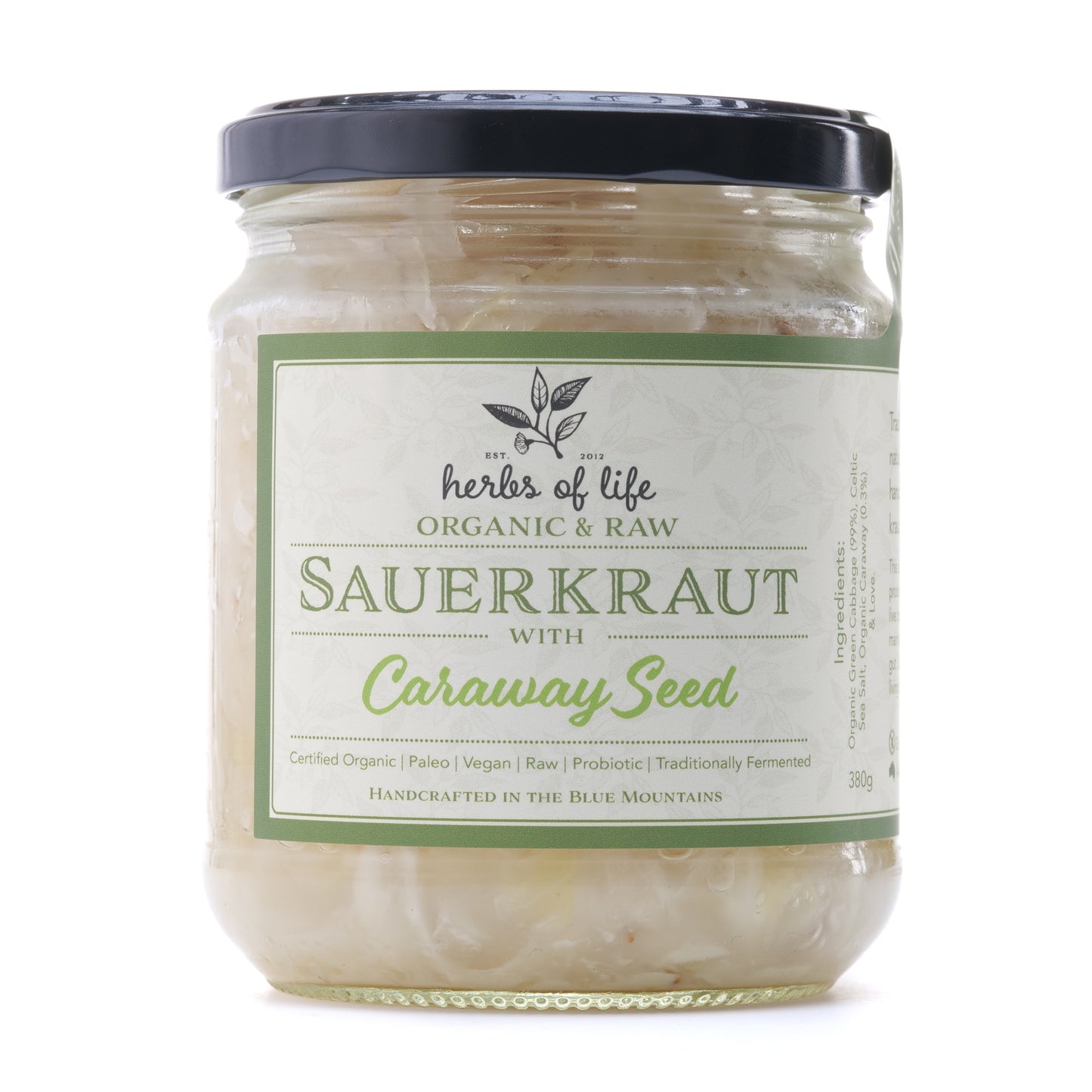 Green Cabbage Sauerkraut with Caraway