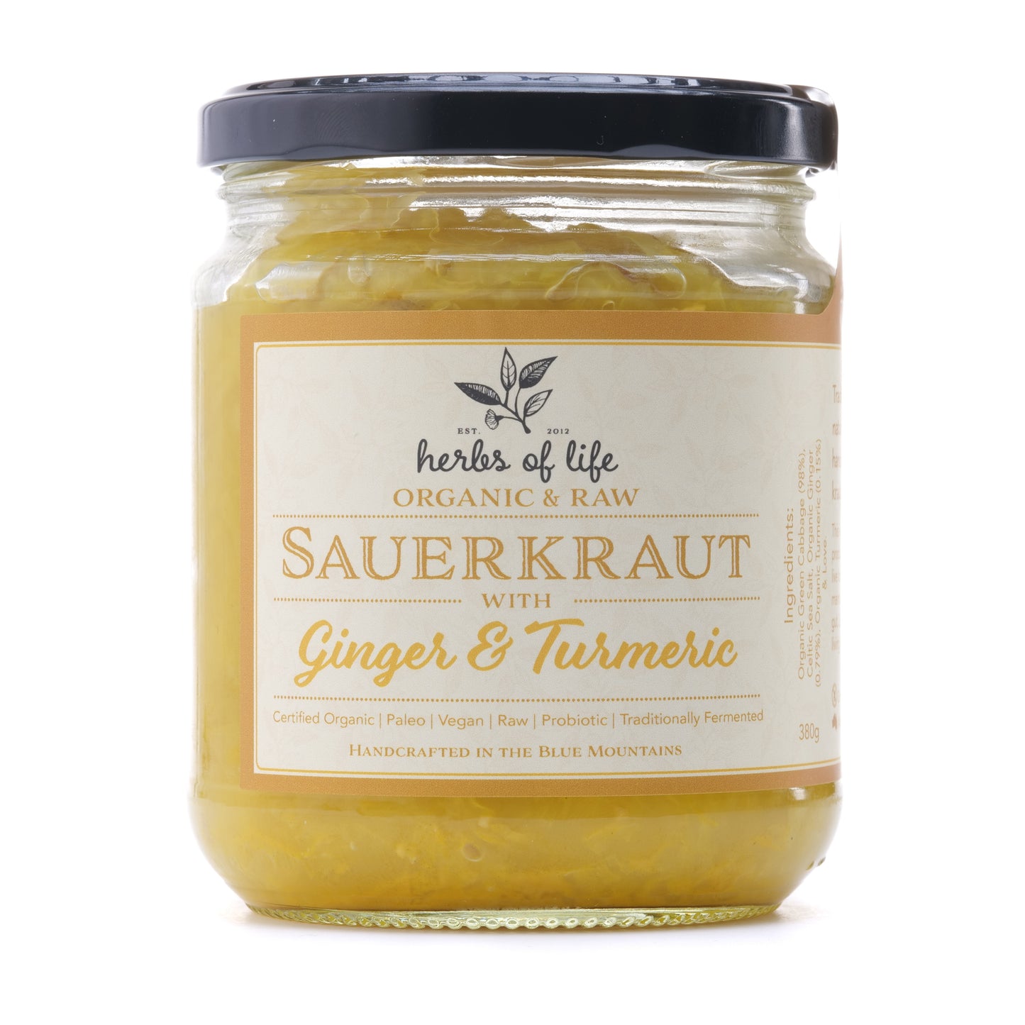 Green Cabbage Sauerkraut with Turmeric & Ginger