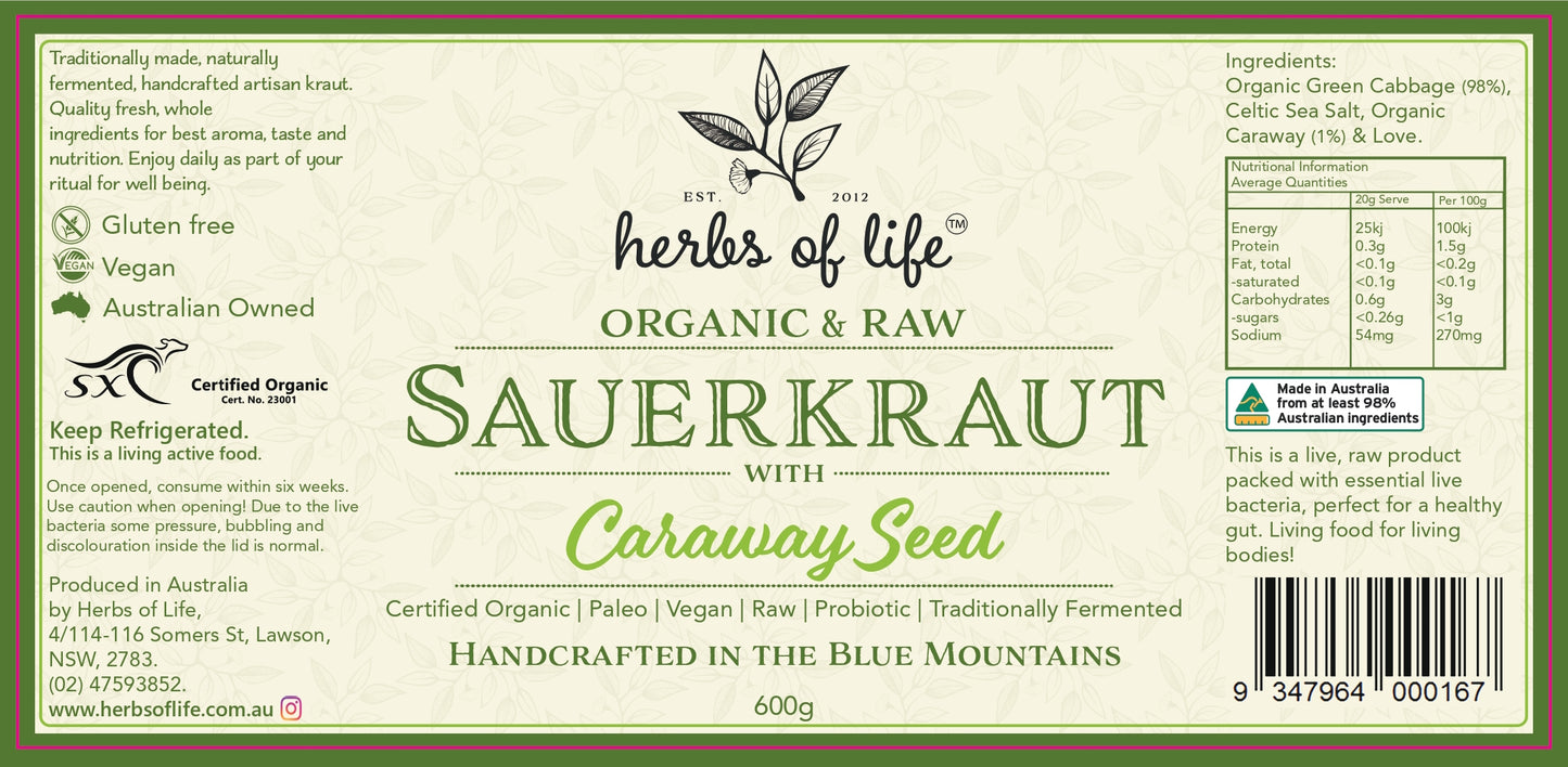 Green Cabbage Sauerkraut with Caraway