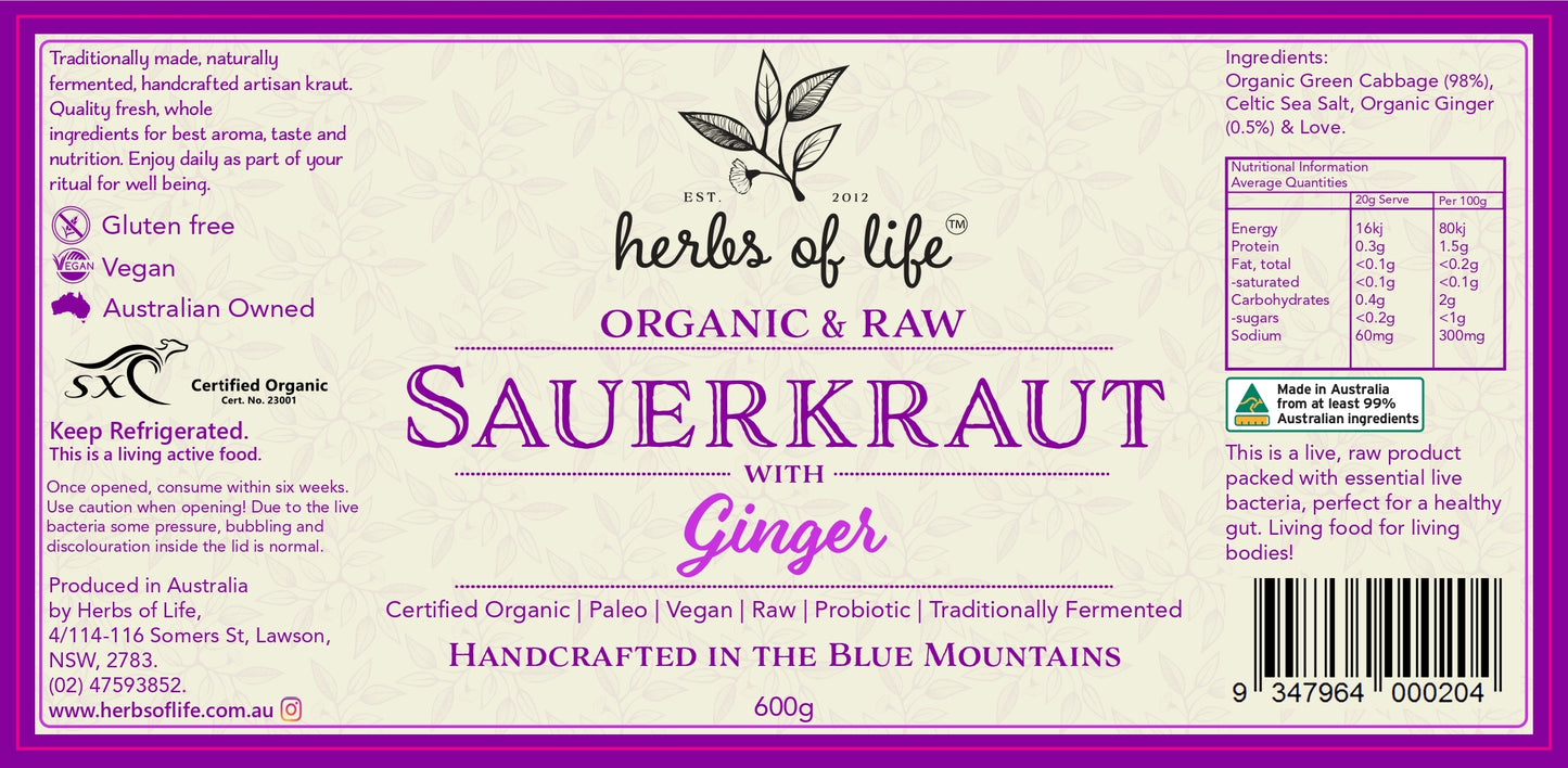 Green Cabbage Sauerkraut with Ginger