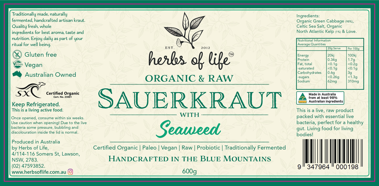 Green Cabbage Sauerkraut with Seaweed