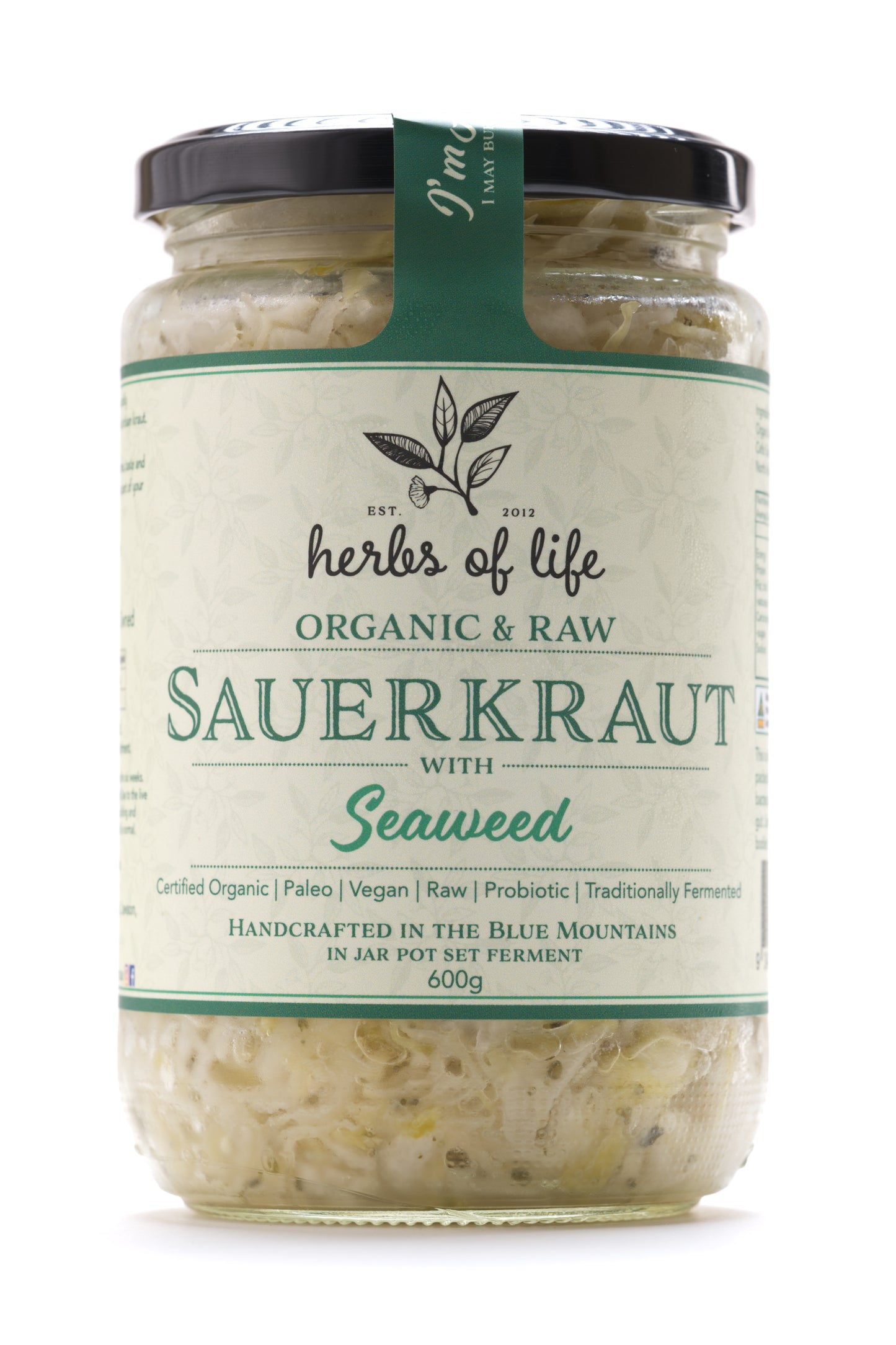 Green Cabbage Sauerkraut with Seaweed