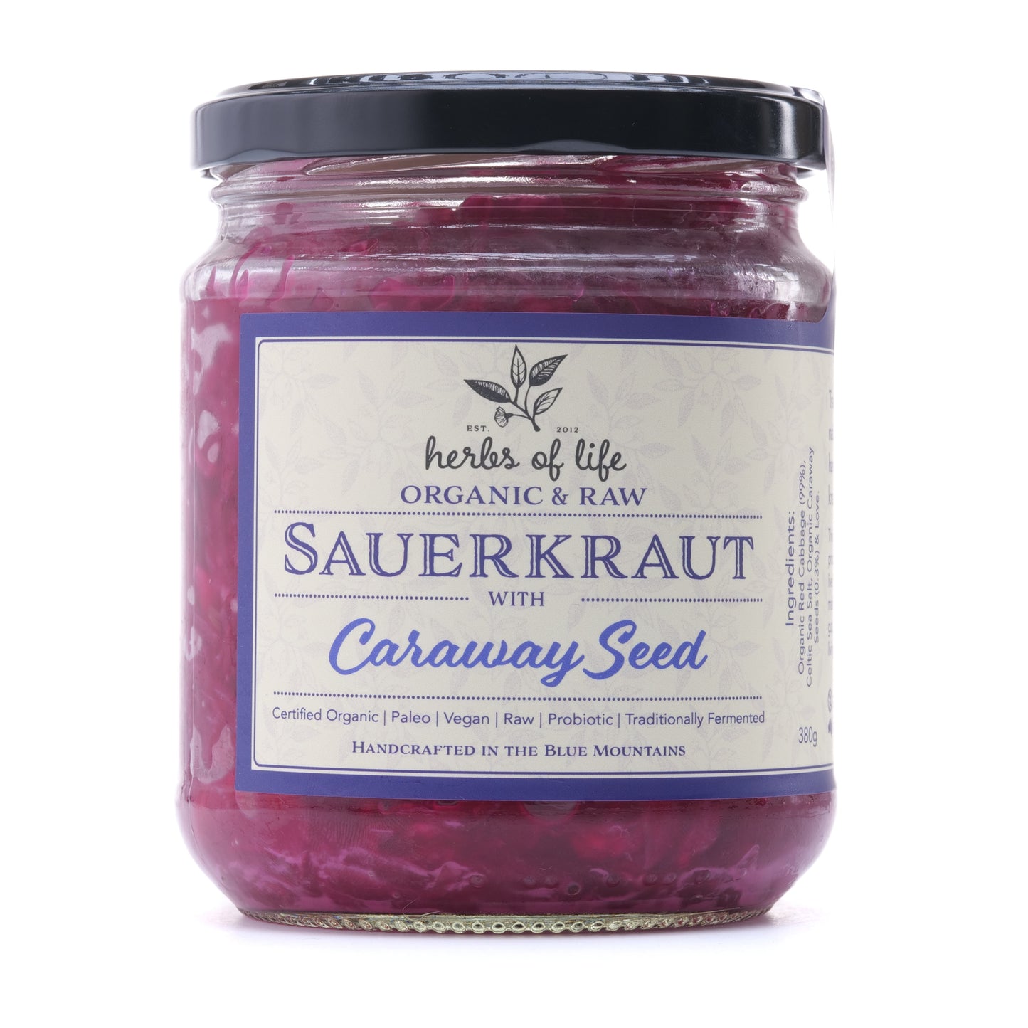 Red Cabbage Sauerkraut with Caraway
