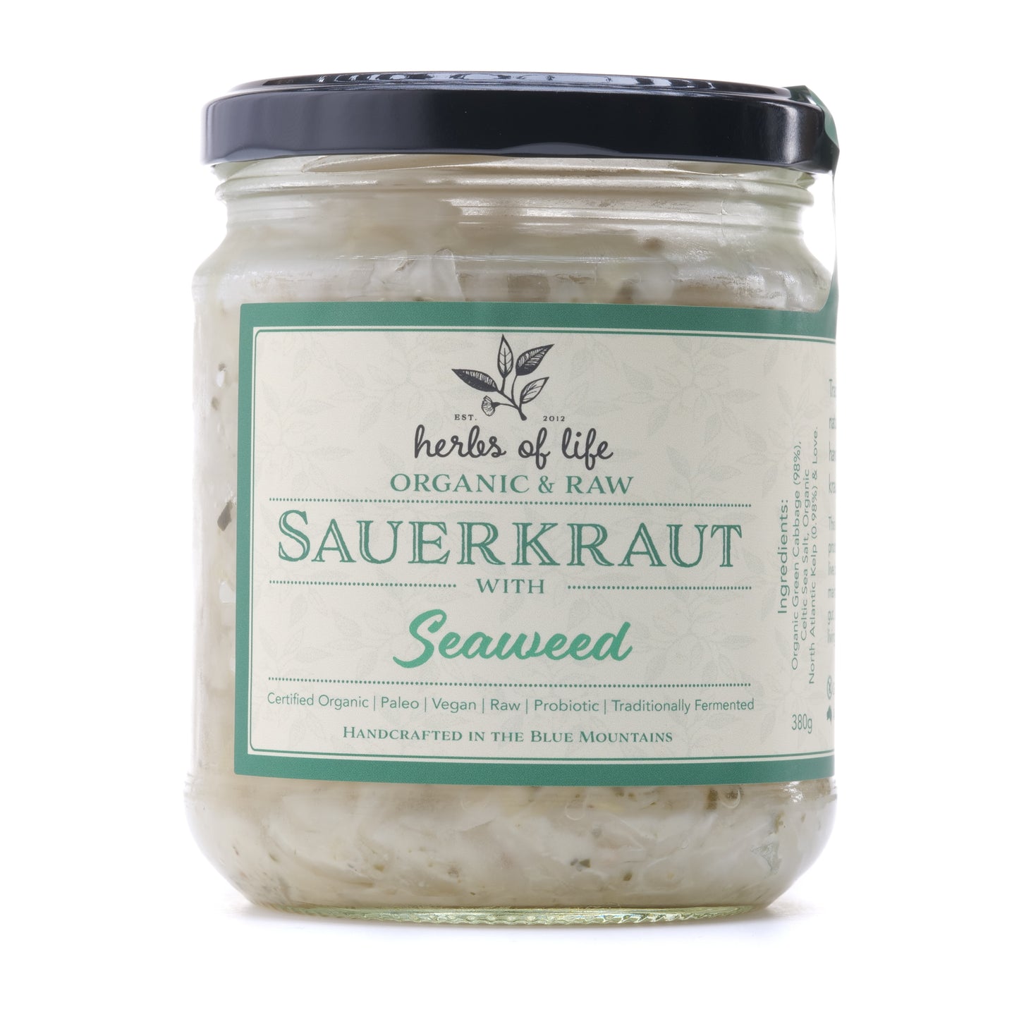 Green Cabbage Sauerkraut with Seaweed