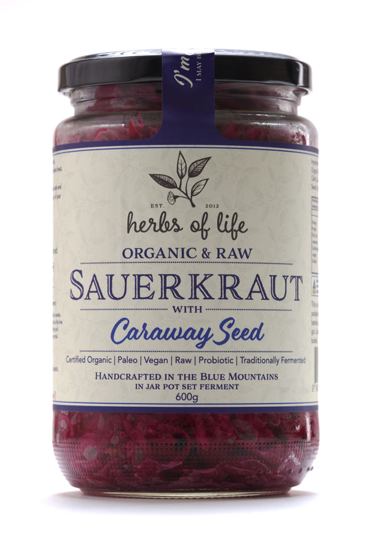 Red Cabbage Sauerkraut with Caraway
