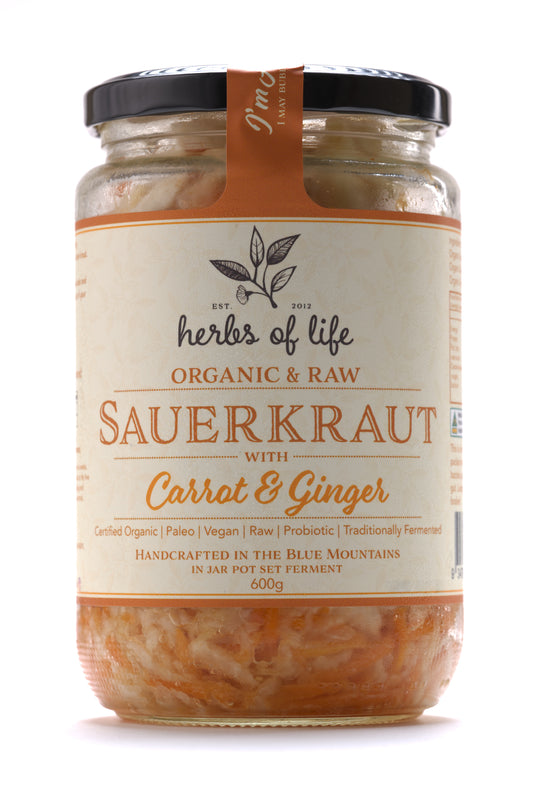 Green Cabbage Sauerkraut with Carrot & Ginger
